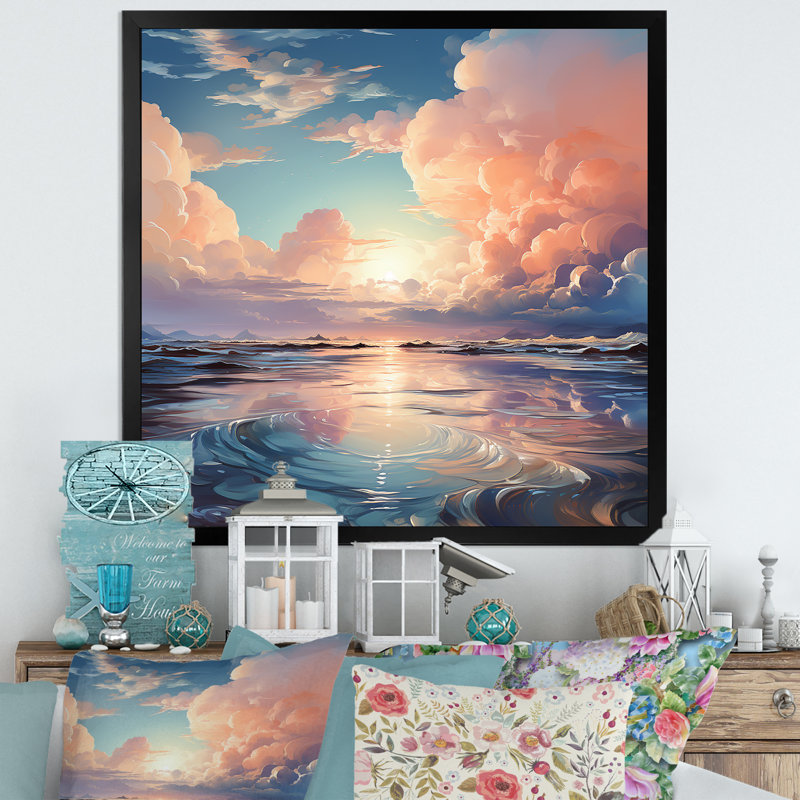 «Clouds Charm», impression sur toile, H 24 po x l 24 po x P 1 po, Cadre simple noir