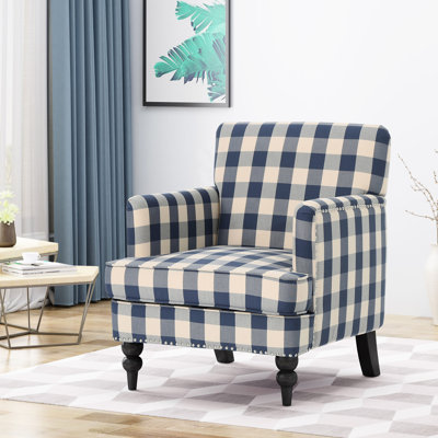 Club Chair - Blue Fabric. 33.52 In. Tall, 28.62 Deep, 32.93 Wide. 2.19 Lb. Stylish And Relaxed Fabric Chair. Width, Depth, Height. Comfortable