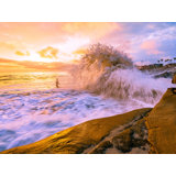 Surfer Vs Wave At Windansea Beach, California Print by Brian Mc Clean
