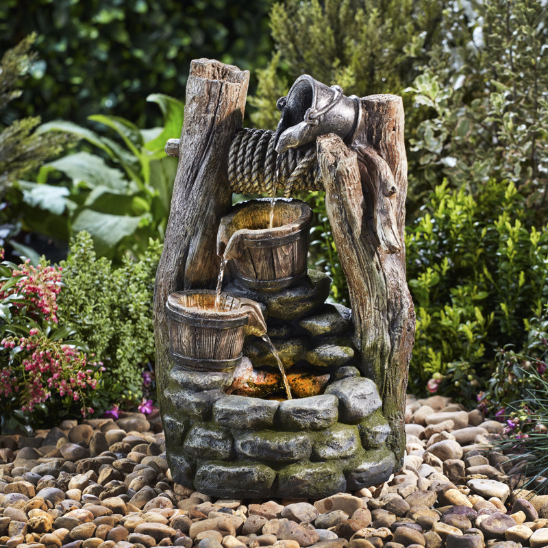 Leschenault Weather Resistant Cascade Fountain with Light