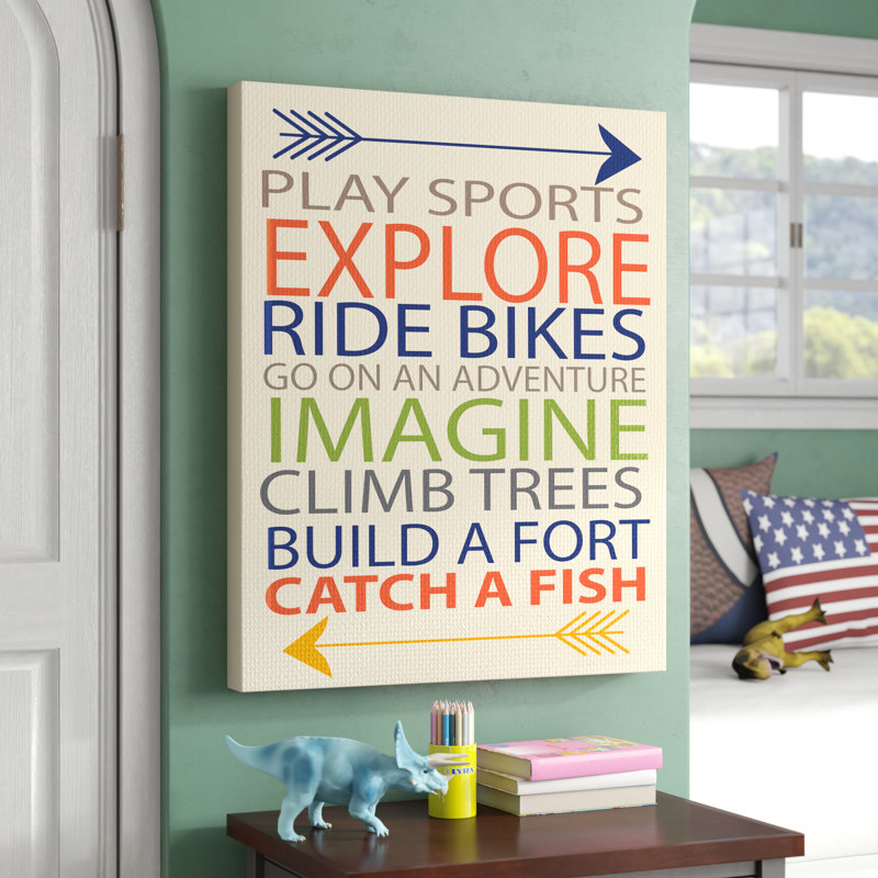 «Noblestown A Kid's To-Do List With Arrows», art textuel, H 30 po x l 24 po, Toile tendue