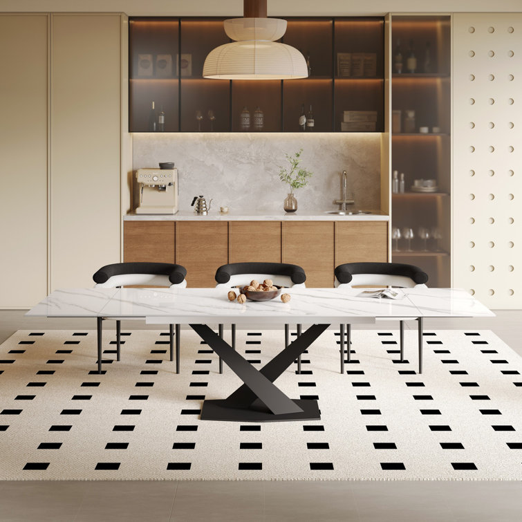 Edora 62.99" to 94.48" Extendable Rectangular Sintered Stone Dining Table for 8-10