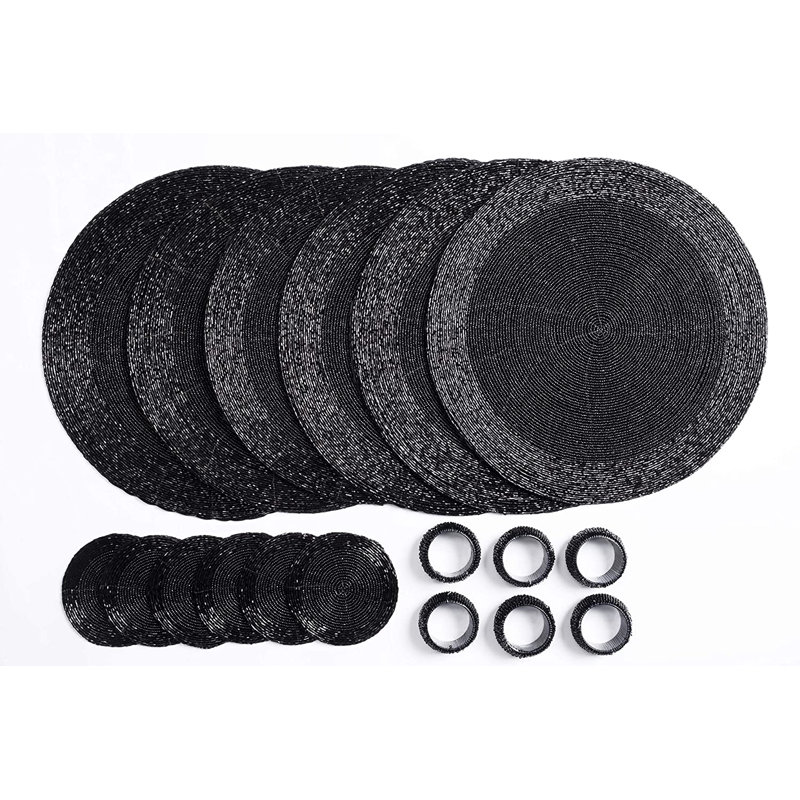 18 Piece Placemat Set, Black