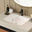 Meuble-lavabo de style Mid-Century de style moderne avec lavabo vasque en céramique intégré, plateau en pierre frittée teintée et compartiment inclinable pour une pierre à gratter minimaliste à récupération rapide, un drain réglable