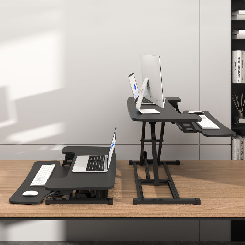 Convertisseur de bureau debout Murray, Brun rustique / noir, H 19,6 po x l 36 po x P 24,9 po