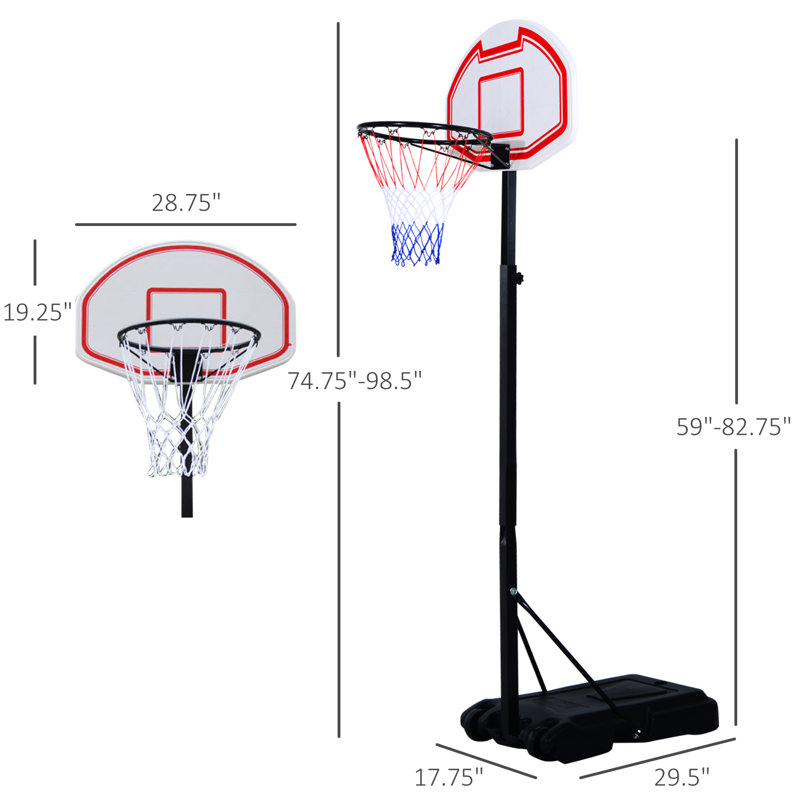 Adjustable Black Acrylic Portable Basketball Hoop with Wheels