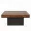 Table basse carrée à DEL avec plateau en bois d'ingénierie et base noire - Brun rustique