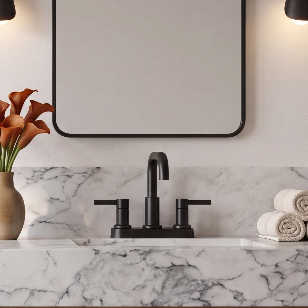 Nicoli Centerset Bathroom Faucet, 2-Handle Bathroom Sink Faucet