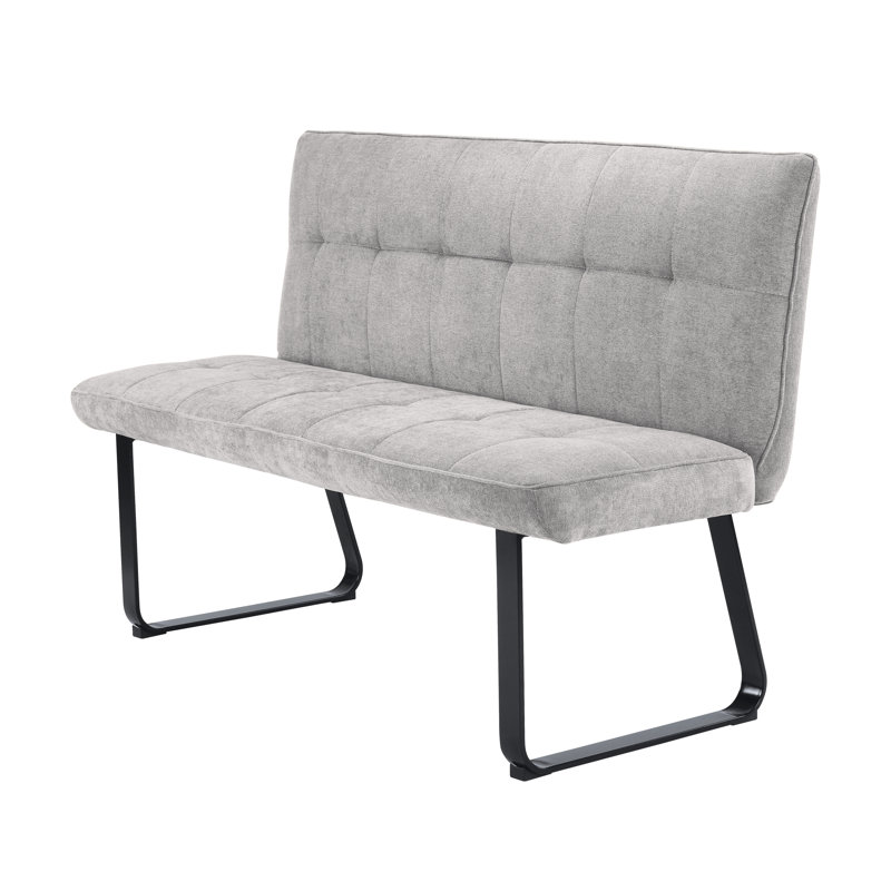 Asaan Polyester Upholstered Bench, Light Grey, 92cm H x 140cm W x 59cm D