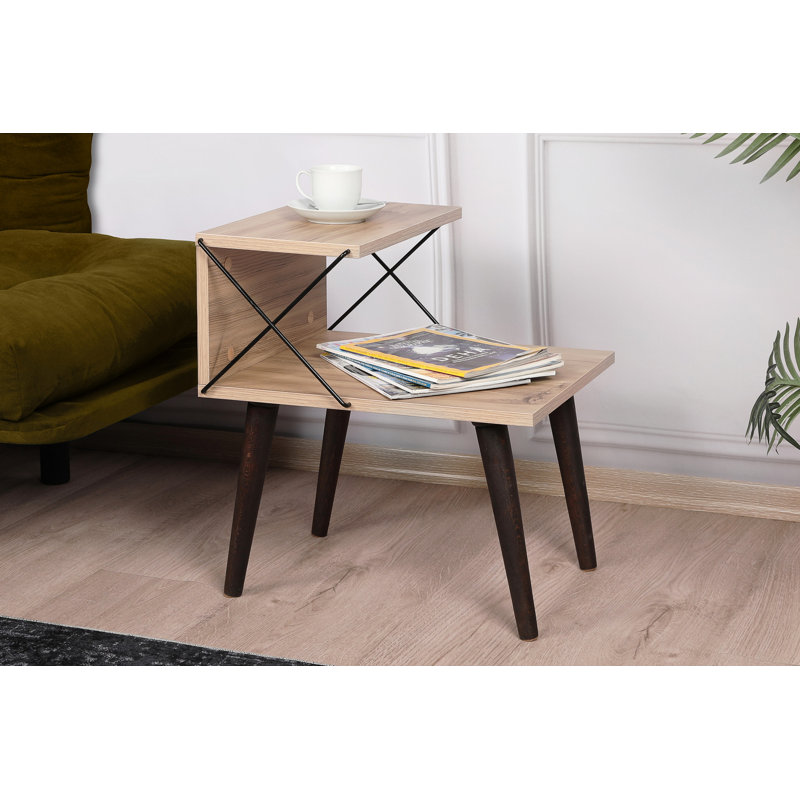 Table de chevet rectangulaire 22 po 2 niveaux, Pin