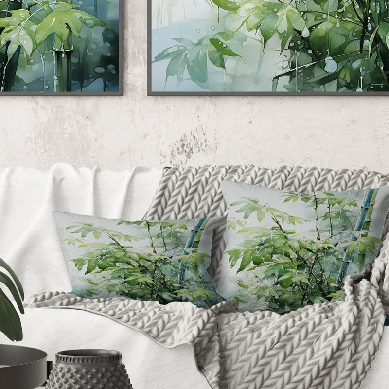 Bamboo Romantic Impression I - Coussin décoratif imprimé en bambou