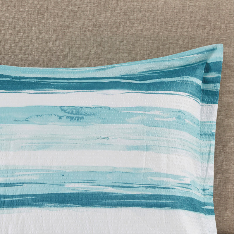 Ensemble d'édredon et de courtepointe 8 pièces à imprimé imprimé en turquoise pour lit double / grand lit, hypoallergénique et polyvalent pour une utilisation toute l'année
