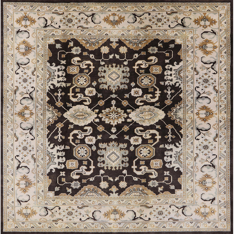 Tapis oriental noir / ivoire Davros, Carré 4 pi