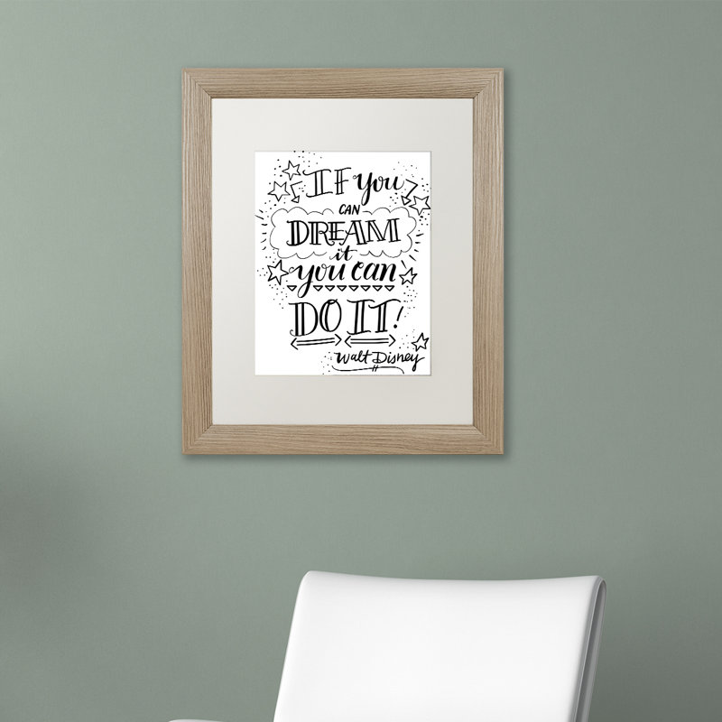 « rêve it do it », art textuel encadré, H 14 po x l 11 po x P 0,5 po, Blanc, Noir