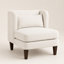 Fauteuil d'appoint moderne en velours côtelé Ellvorn, fauteuil de salon rembourré avec coussin à ressorts ensachés, siège réversible, housse amovible, coussin assorti et pieds en bois de couleur espresso-639075717