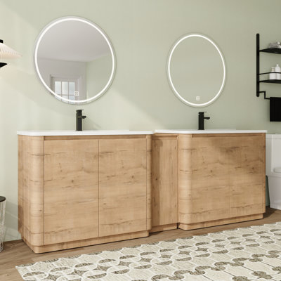 92'' Freestanding Single Bathroom Vanity with Ceramic Top and Soft-Close Doors