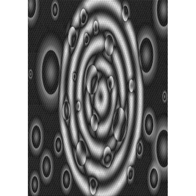 Tapis blanc / noir Power Loom, Rectangle 5 pi x 7 pi