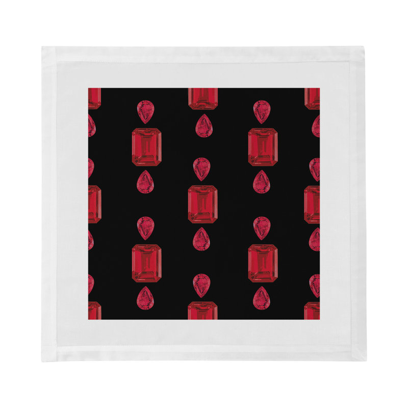 Gem Rubys Cotton Sateen Dinner Napkins, Black