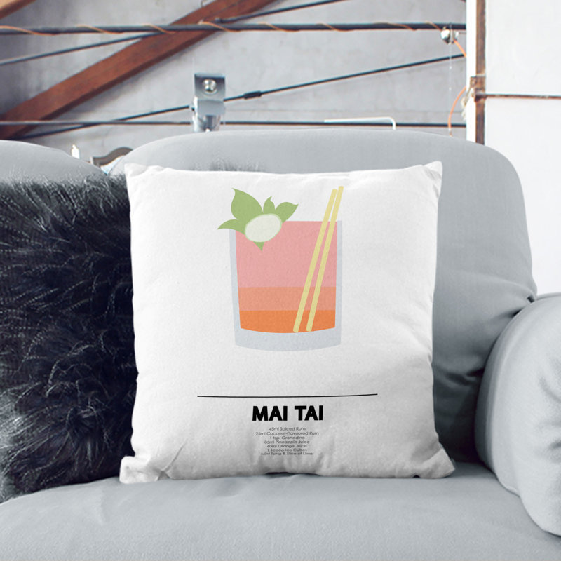 Mai Tai Square Throw Cushion, Black, 40cm H x 40cm W x 15cm D