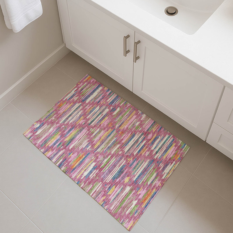 Tapis Prisco AMF2502 de style sud-ouest, lavable à la machine et de qualité supérieure, Rosé, 1 pi 8 po x 2 pi 6 po