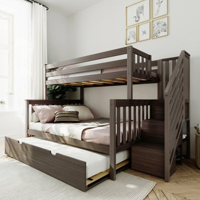 Juliann Twin Over Full Solid Wood Standard Bunk Bed with Trundle by Harriet Bee