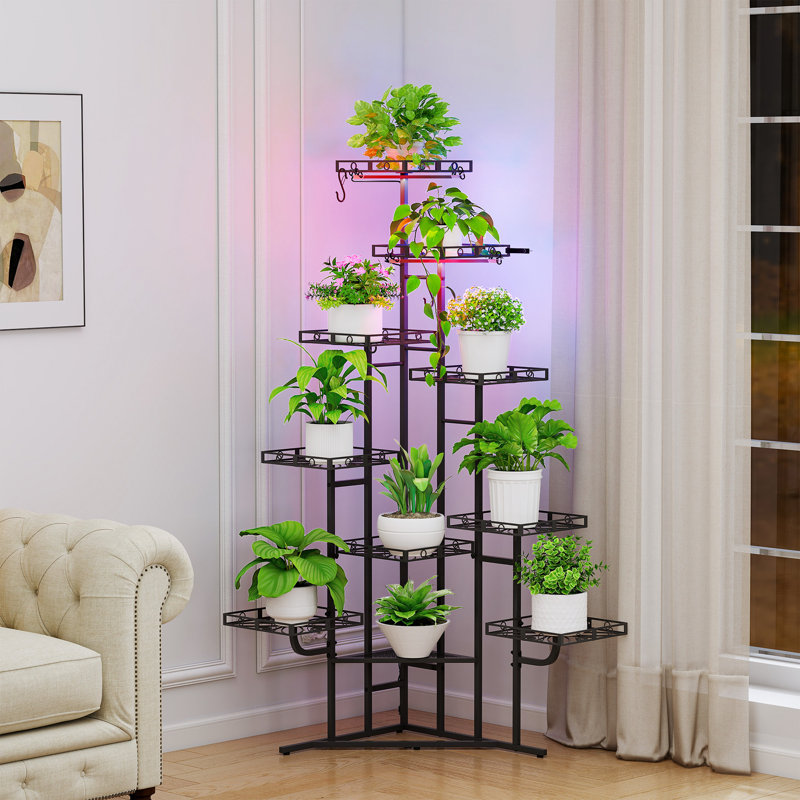 Support pour plante 59,05 "avec lumières de culture, tablette en métal à 10 niveaux
