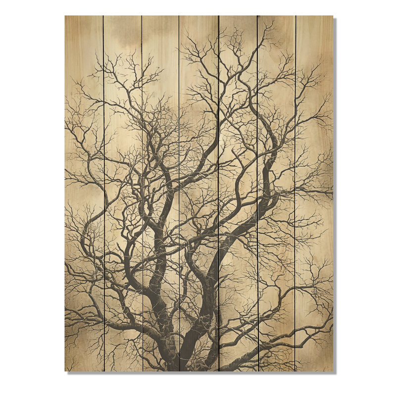 Basswood noir rétro - impression sur bois, H 32 po x l 24 po