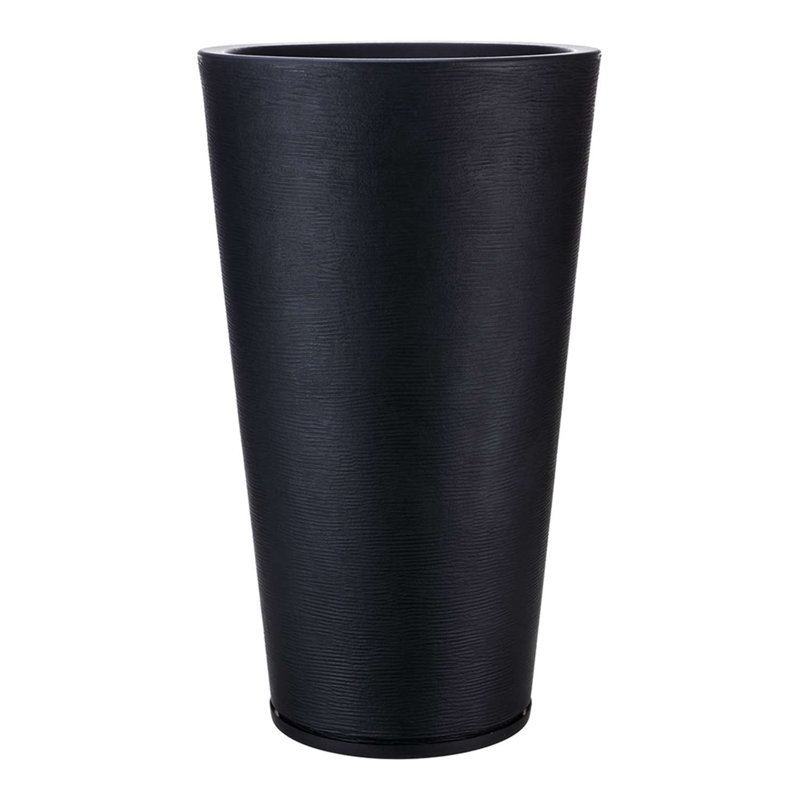 Pot à fleurs en résine Genebra, Noir, H 31,5 po x l 18,11 po x P 18,11 po