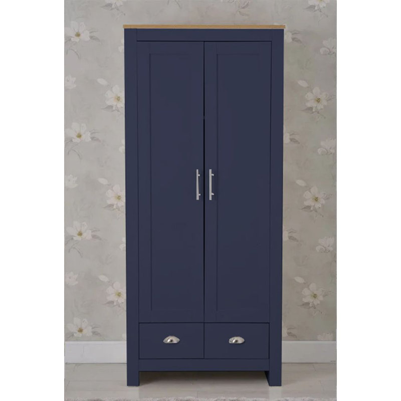 Annieruth 2 Door Manufactured Wood Wardrobe, Blue/Oak