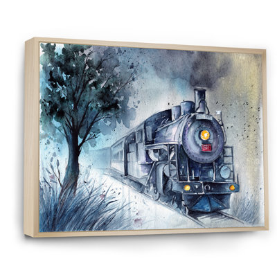 " A Steam Locomotive In Grey Green Colors With Grass "