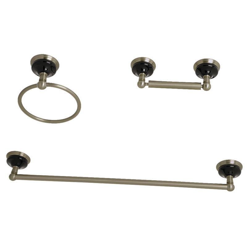 Kingston Brass Water Onyx 3-Piece Bathroom Hardware Set, Brushed Nickel