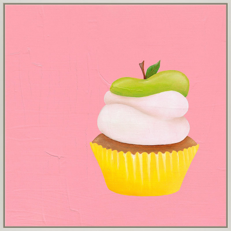 Apple Cupcake Print by Katy Montica, White Framed Canvas, 36" W x 36" H x 1.38" D