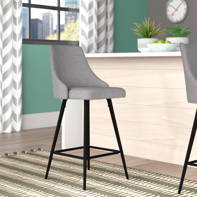 Courtdale Upholstered Counter Stool, Gray/Black, Black