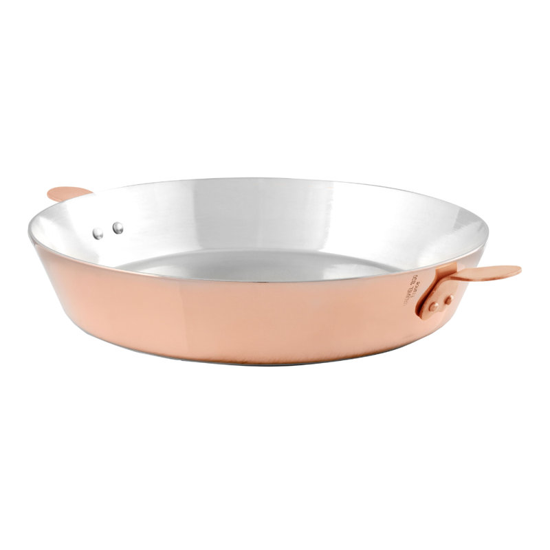 Moule en tôle de tarte en cuivre avec oreilles de fer et intérieur mauvais, 11 po