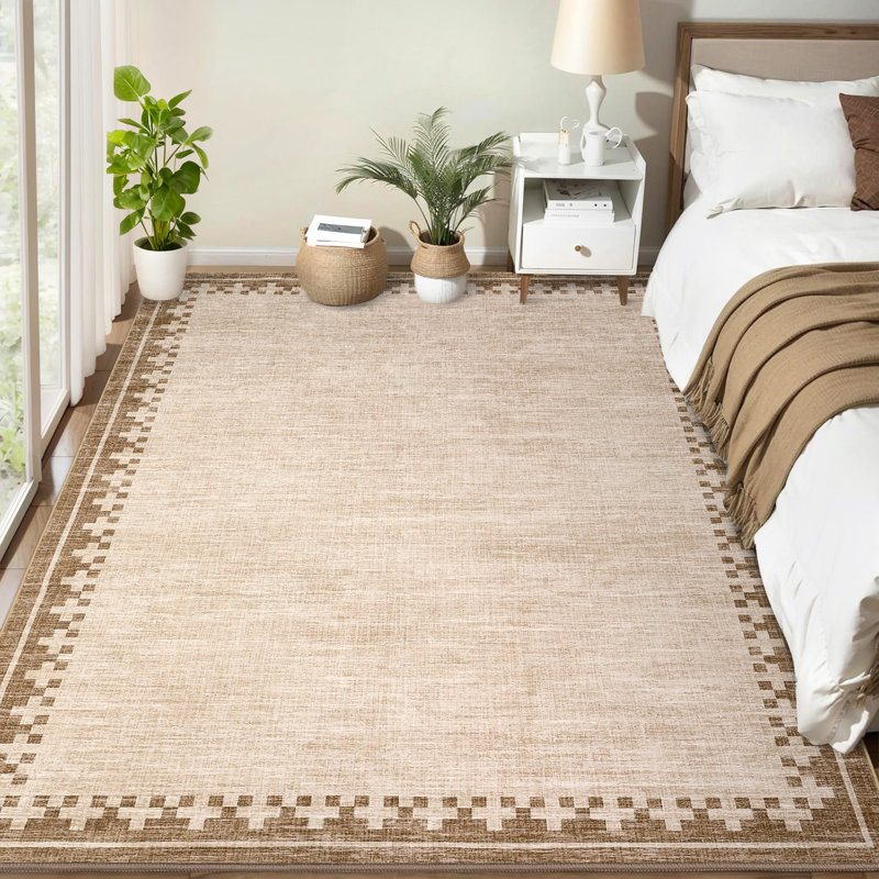 Tapis modernes à bordures lavables modernes pour la chambre à coucher, tapis doux et résistant aux taches et résistant aux taches