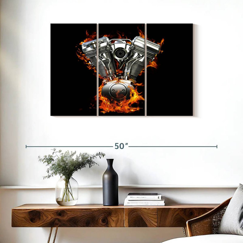 Mehar Blazing Motorcycle Engine, 24" H x 38" W