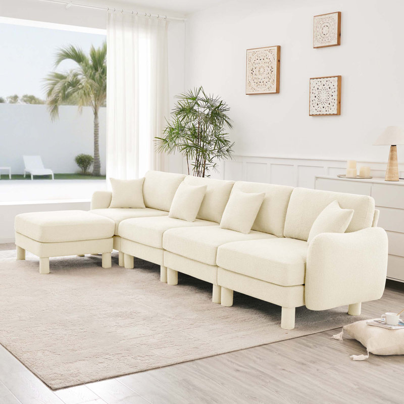 Canapé 4 places rembourré Boucle, Beige