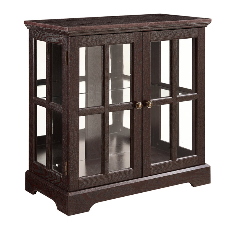 Et armoire en verre avec tablettes réglables, bande à DEL, style rétro pour salle à manger rétro