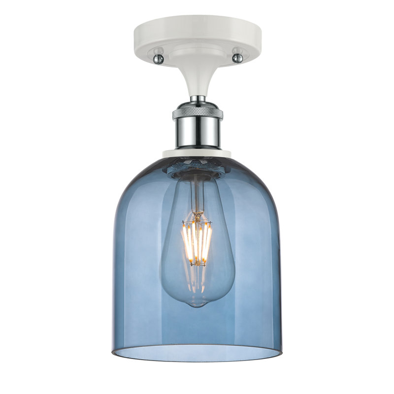 Ballston - Allysson - 1 Light 6" Semi-Flush Mount - Seedy Shade, Princess Blue, White Polished Chrome