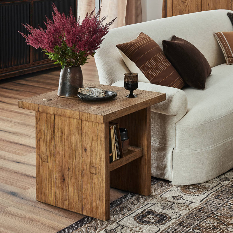 Zeno End Table, Distressed Blonde Oak