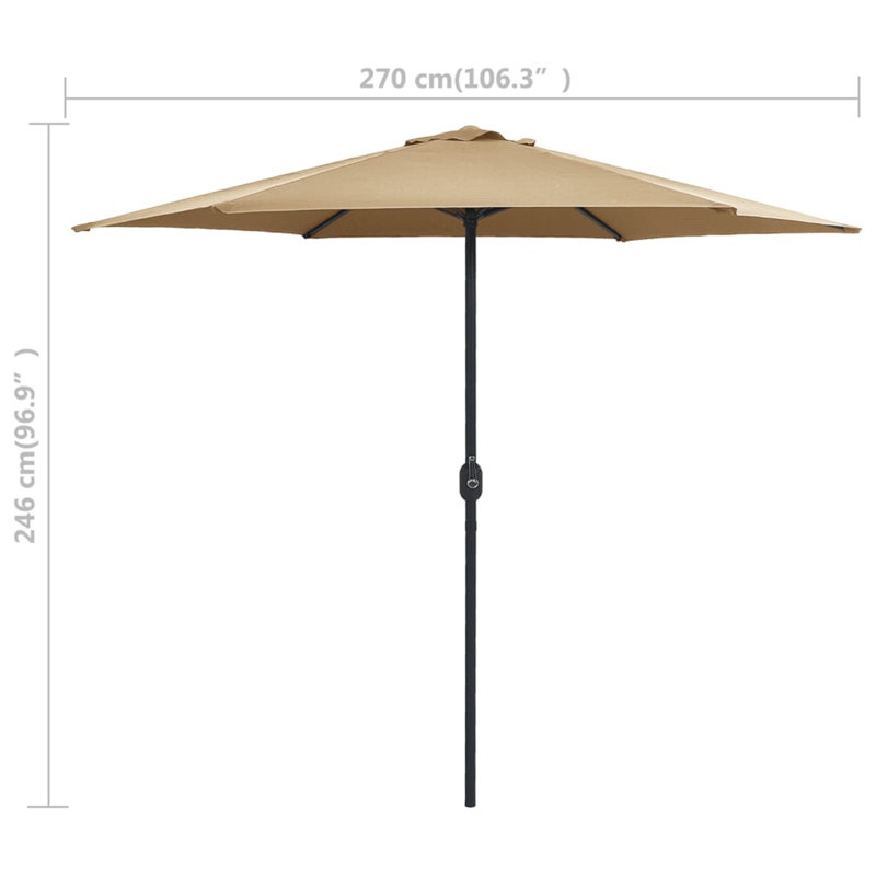 Kimora 270cm Market Parasol, Taupe