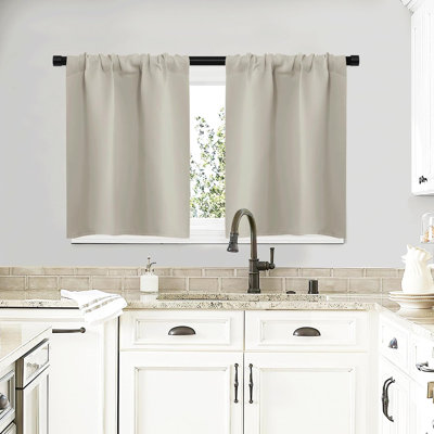 Blackout Curtains for Living Curtains, Room Darkening Window Curtain Panels, Easy Care Solid Thermal Insulated Drapes for Daughter Room (Natural, 34 by 36), 2 Panels