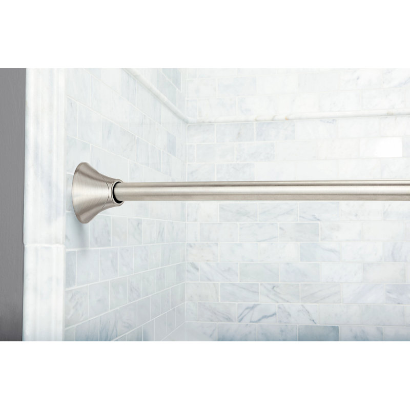 Moen 5-Foot Adjustable Tension Single Curved Shower Curtain Rod, Brushed Nickel