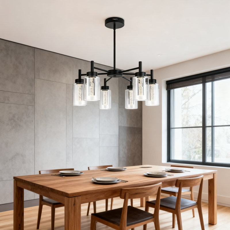 Luminaire suspendu à 5 lumières DEL, lustre moderne en cristal de verre à bulles pour îlot de cuisine, café-bar intérieur
