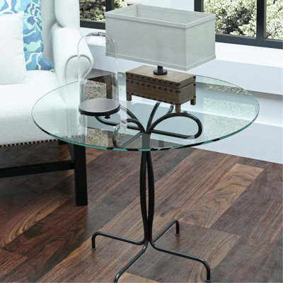 24" Clear Tempered Glass Table Element, 1/4" Inch Thick, Flat Polished Edge, To Wear, Heat, Corrosion, Impact, For Multiple Settings Round Facet, Clear, Polished, Wear-, Heat-, , Impact-, Different