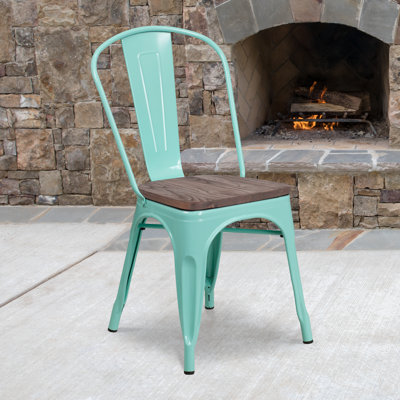 Kewaunee Metal Stackable Chair with Wood Seat