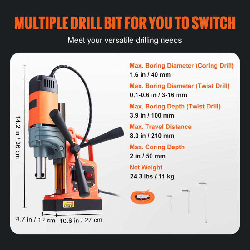 Magnetic Drill 1300W 2922lbf/13000N Portable Mag Drill Press 810RPM