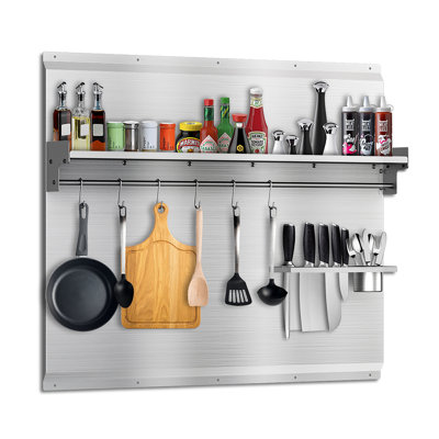 30x 30 inch Stainless Steel Backsplash, Range Backsplash with Storage Shelf & Pre-Drilled Holes for Range Hood and Oven, Easy to Install