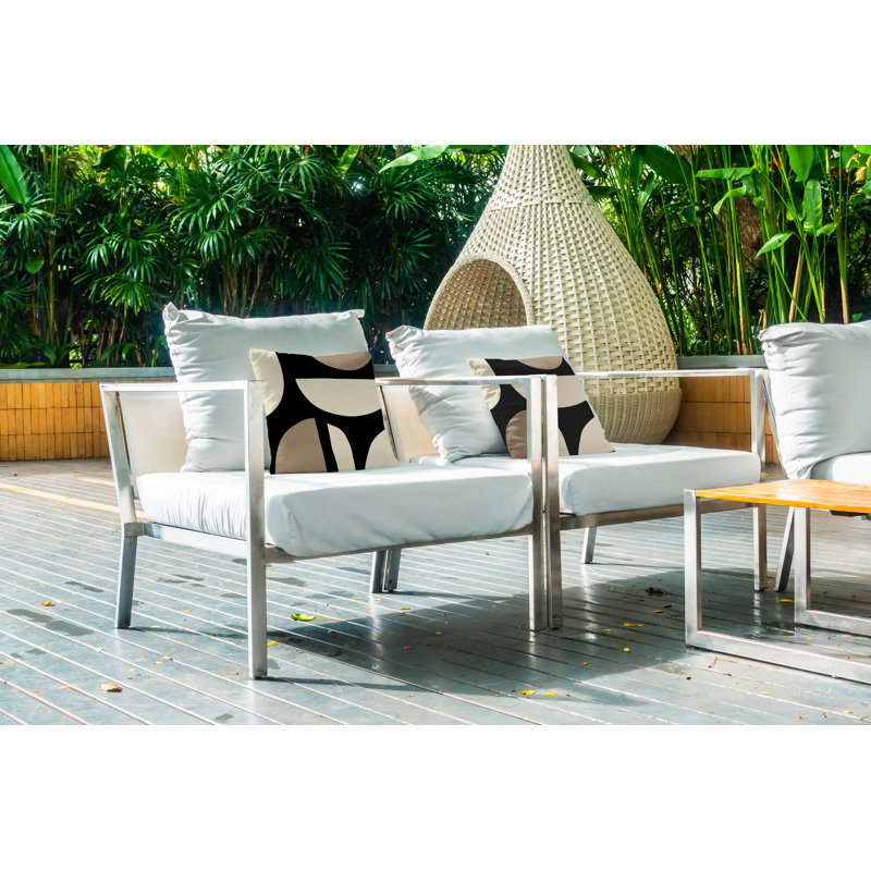 Coussin intérieur / extérieur en polyester filé Lara, 17 po x 17 po, Blanc cassé