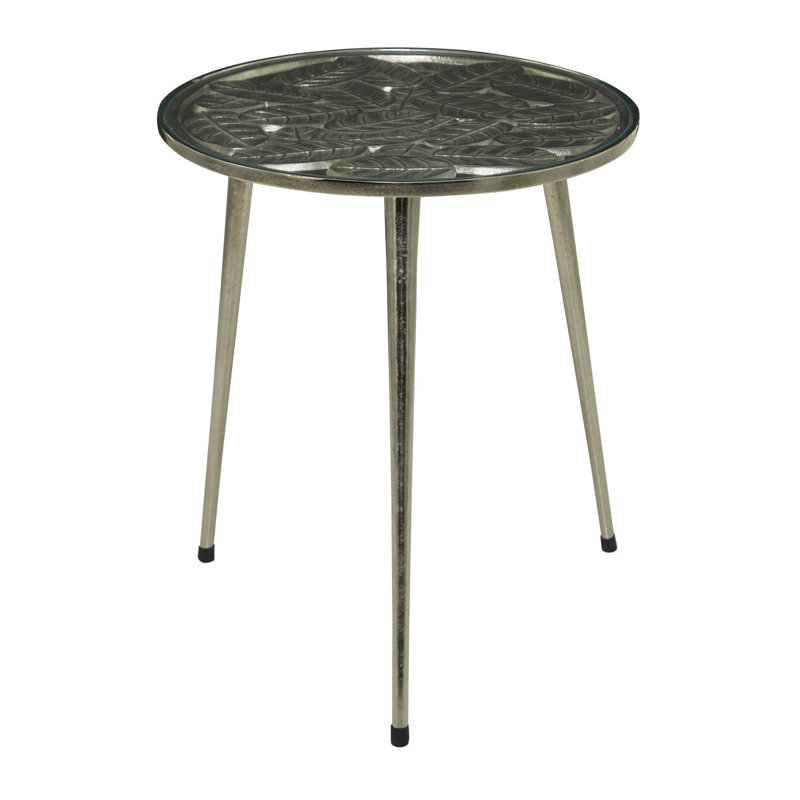 Ellyot Glass Top End Table, Silver